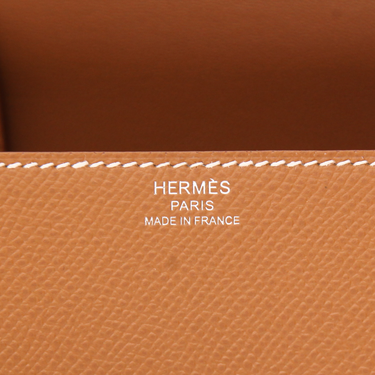 Sac bandoulière Hermès  Della Cavalleria en cuir epsom gold - Detail D2