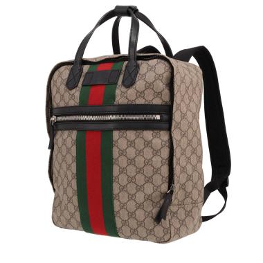 Sac à dos Gucci   en toile sûpreme GG beige et cuir marron