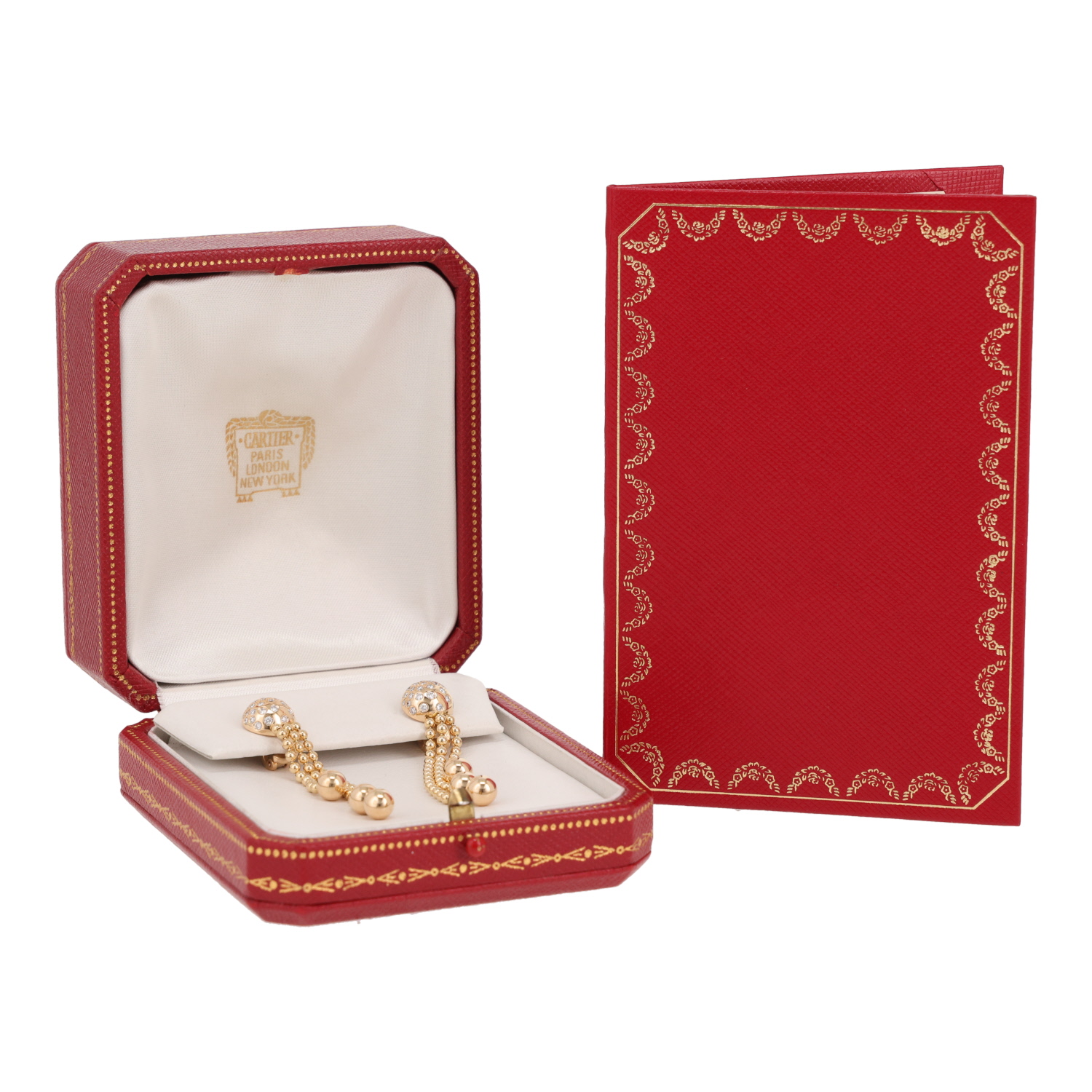 Cartier Draperie earrings in yellow gold and diamonds - Detail D2