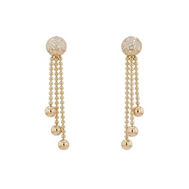 Paire de boucles d'oreilles Cartier Draperie en or jaune et diamants
