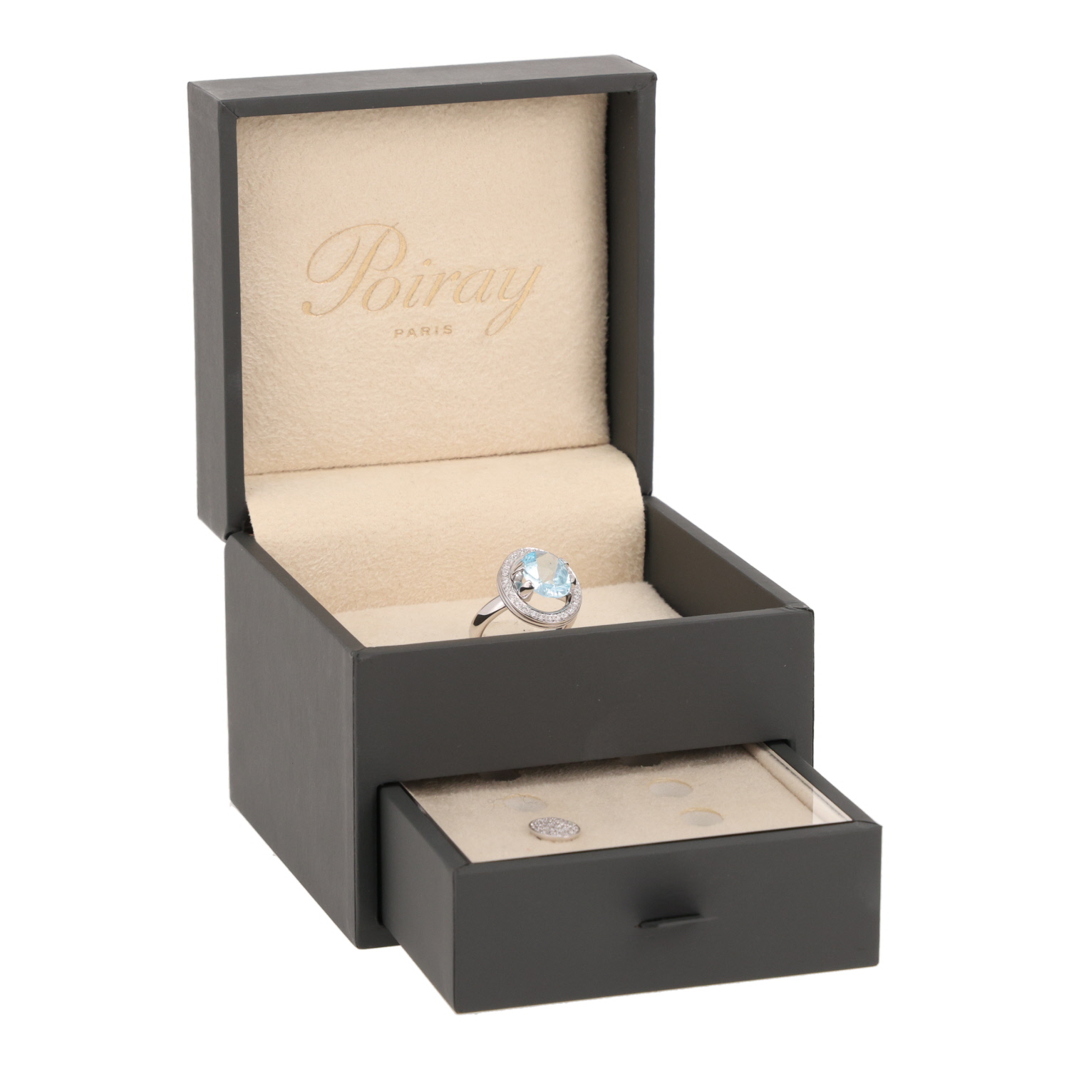 Poiray Ma Préférence ring in white gold, diamonds and topaz - Detail D2