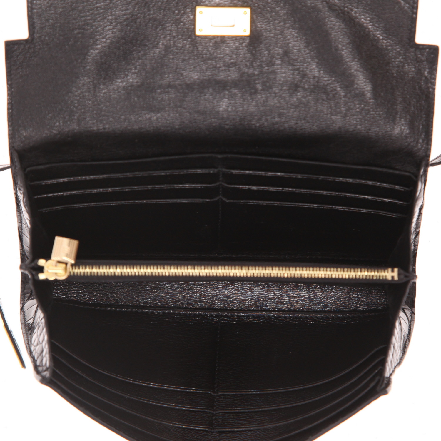 Portefeuille Hermès  Kelly wallet en alligator noir - Detail D3