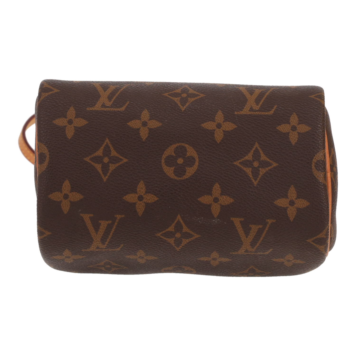 Bolso bandolera Louis Vuitton  Nano Speedy en lona Monogram marrón y cuero natural - Detail D1