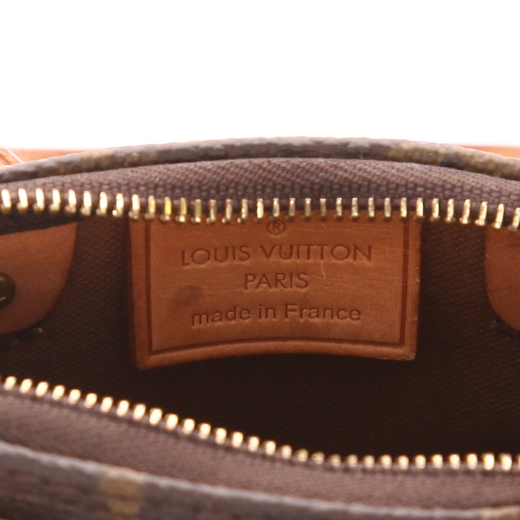 Bolso bandolera Louis Vuitton  Nano Speedy en lona Monogram marrón y cuero natural - Detail D2