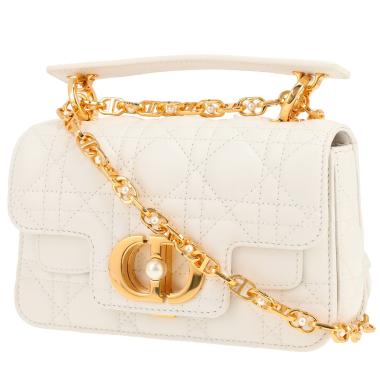 Borsa Dior  Top Handle Dior Jolie mini  in pelle cannage bianca