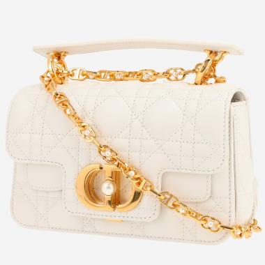 Sac à main Dior  Top Handle Dior Jolie mini  en cuir cannage blanc