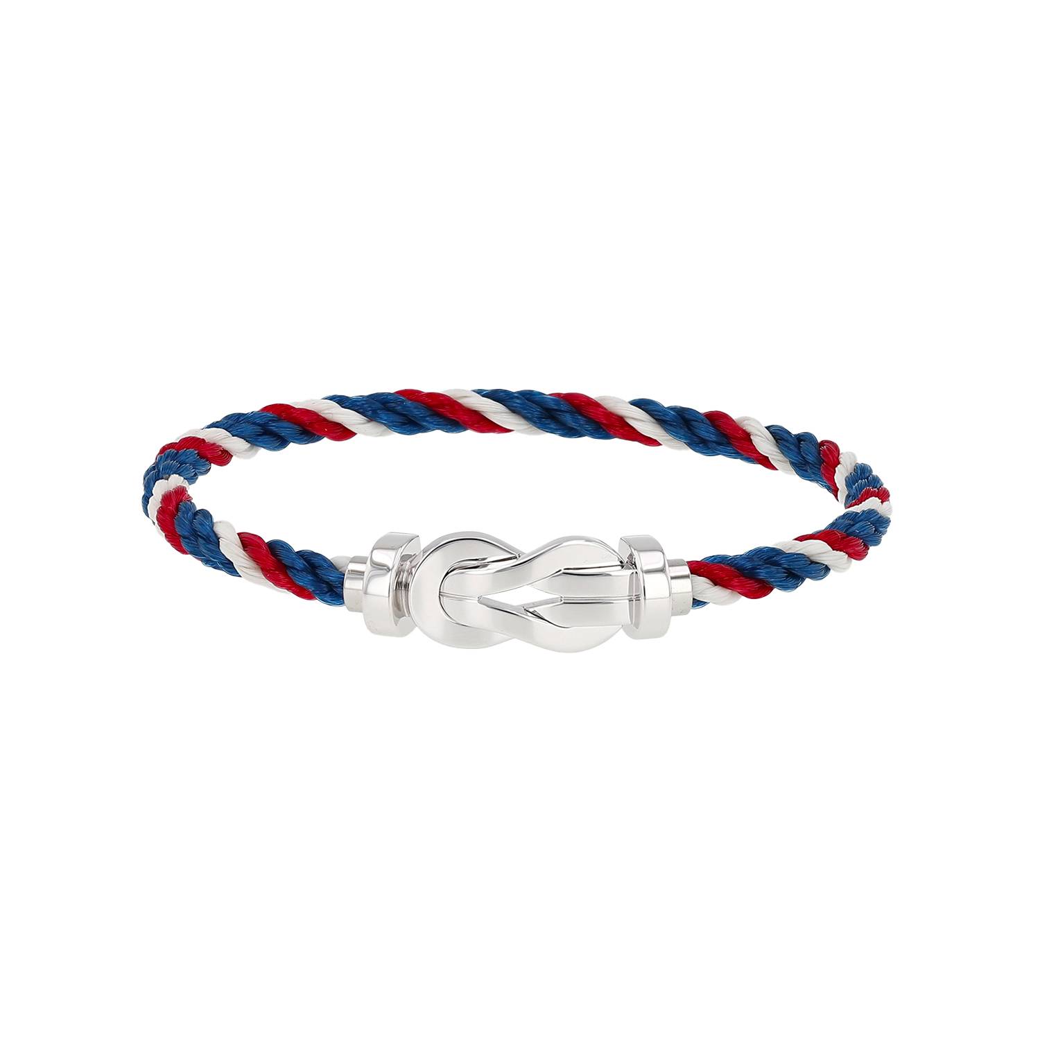 Bracelet Fred Chance Infinie grand modèle en or blanc et nylon Bracelet Fred Chance Infinie grand modèle en or blanc et nylon