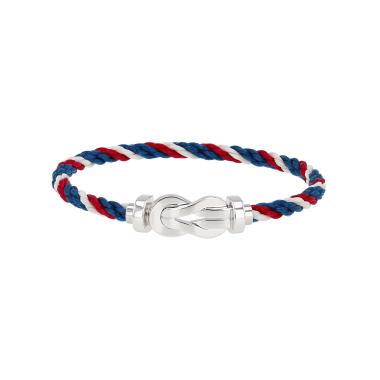 Bracciale Fred Chance Infinie modello grande in oro bianco e nylon