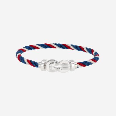 Bracciale Fred Chance Infinie modello grande in oro bianco e nylon