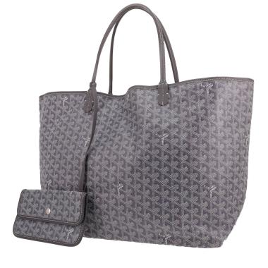 Sac cabas Goyard  Saint-Louis grand modèle  en toile Goyardine grise et cuir gris