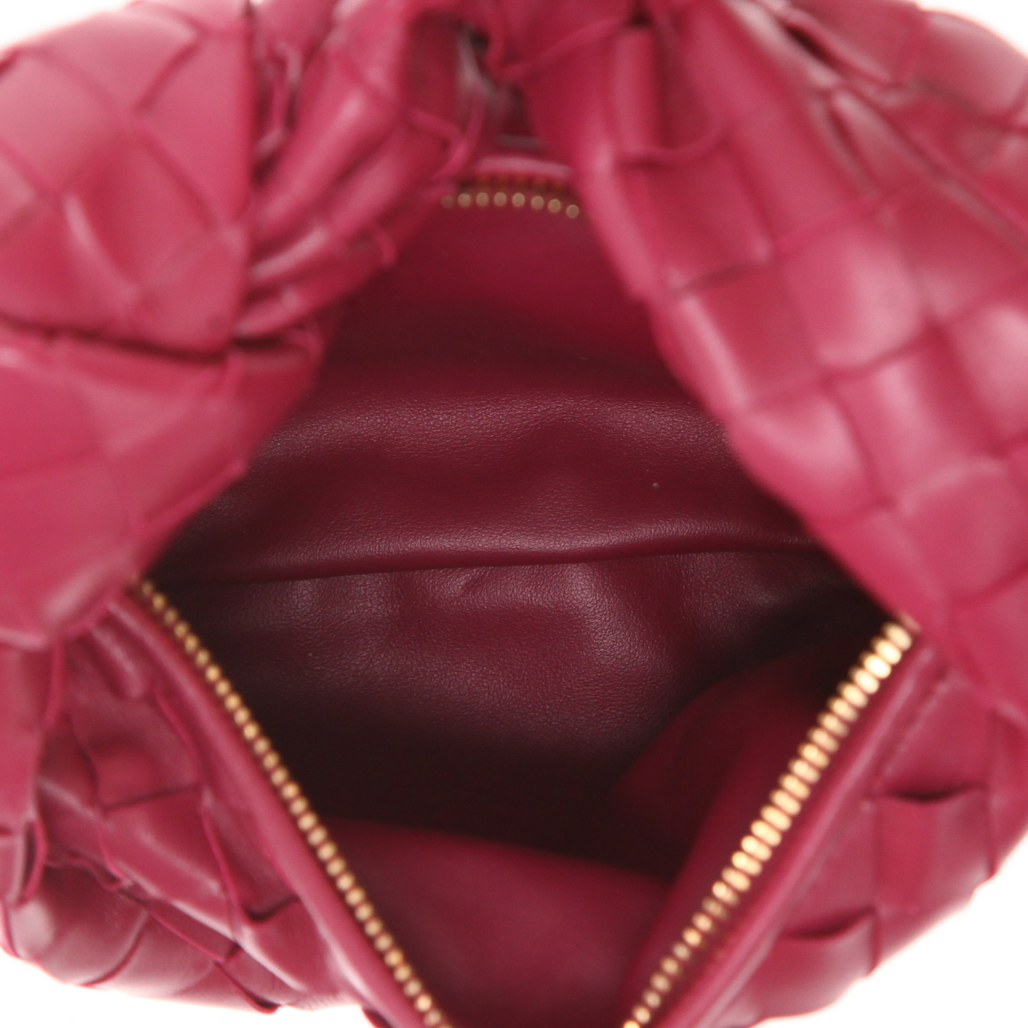 Bolso de mano Bottega Veneta  Mini Jodie en cuero trenzado rosa fucsia - Detail D3