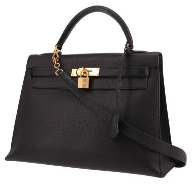 Sac à main Hermès  Kelly 32 cm en cuir Ardenne noir