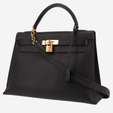 Hermès Kelly 32 cm handbag in Noir Ardenne leather