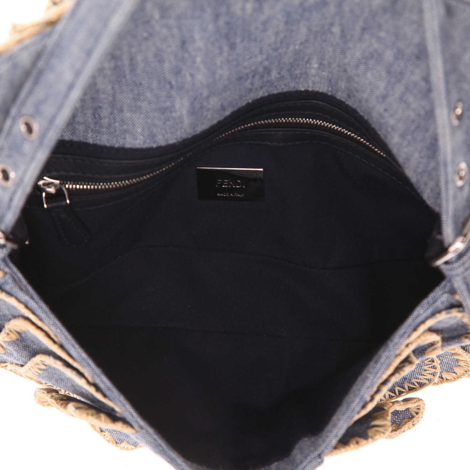 Fendi  Kan I handbag  in blue denim canvas - Detail D3