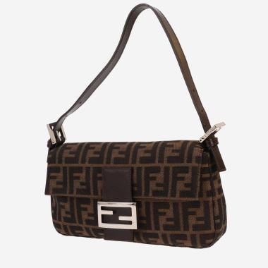 Bolso de mano Fendi  Baguette en lona monogram marrón y cuero marrón