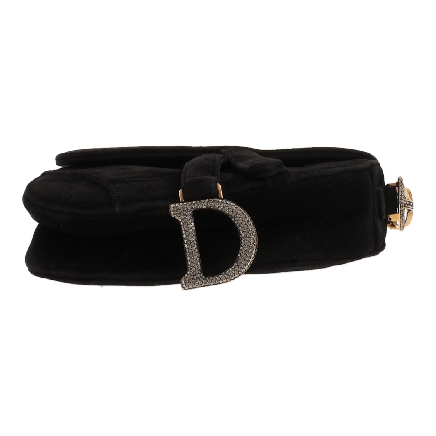 Bolso de mano Dior  Saddle mini  en terciopelo negro - Detail D1
