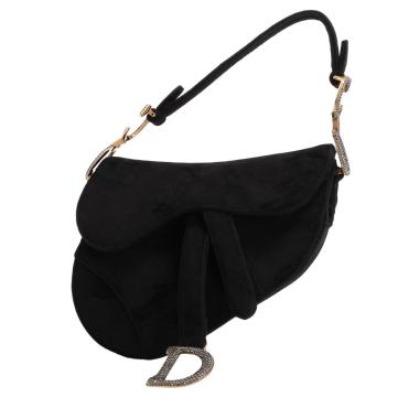 Bolso de mano Dior  Saddle mini  en terciopelo negro
