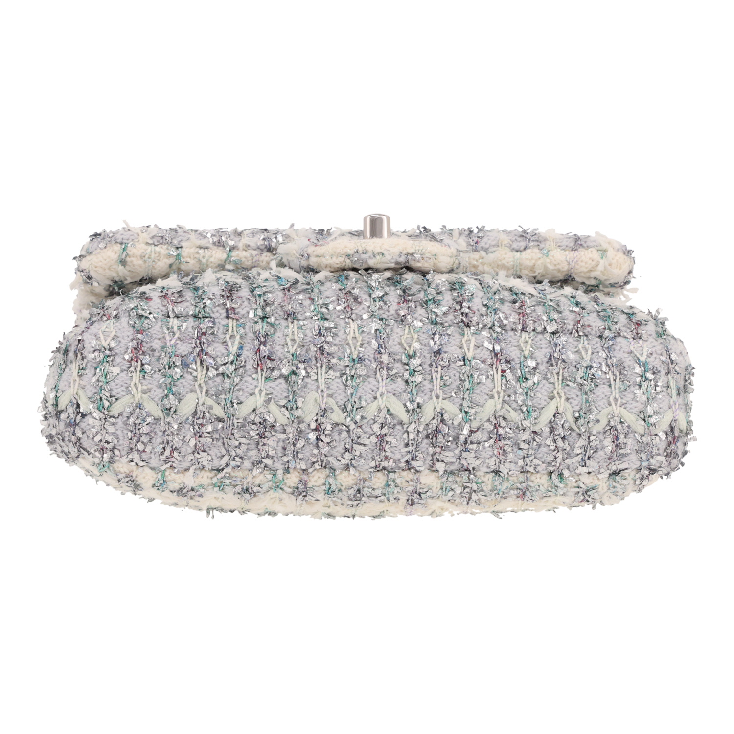 Bolso bandolera Chanel «Timeless» de tweed blanco, violeta y plateado - Detail D1