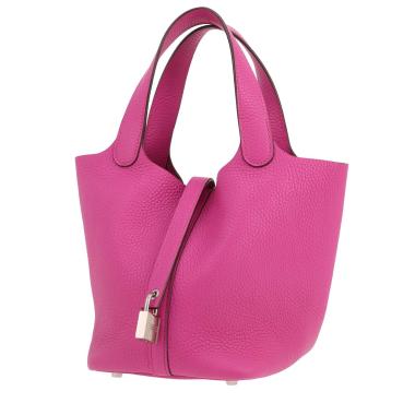 Sac à main Hermès  Picotin 18 cm en cuir taurillon clémence rose