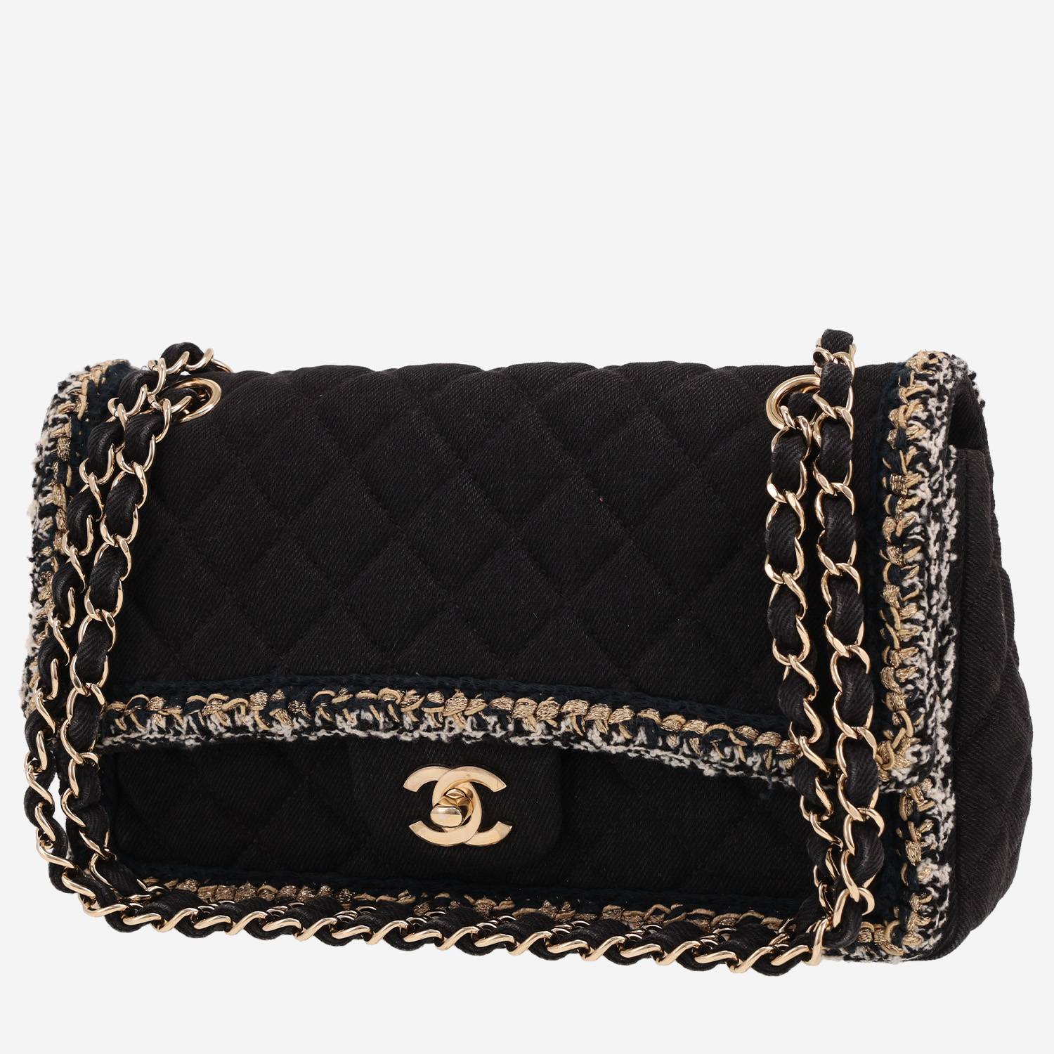 Borsa Chanel  Timeless in denim nero e tweed tricolore