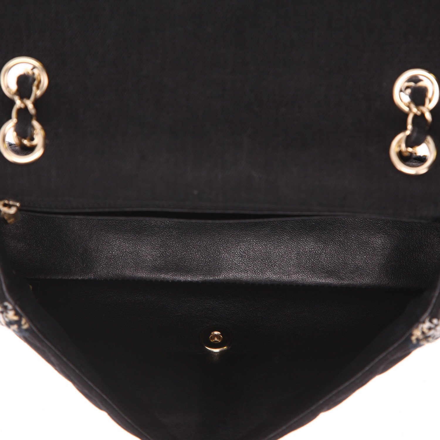 Borsa Chanel  Timeless in denim nero e tweed tricolore - Detail D3