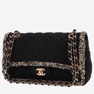 Borsa Chanel  Timeless in denim nero e tweed tricolore