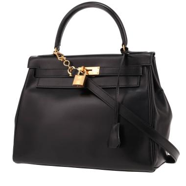 Bolso Hermès Kelly de 28 cm, de piel negra tipo «box»