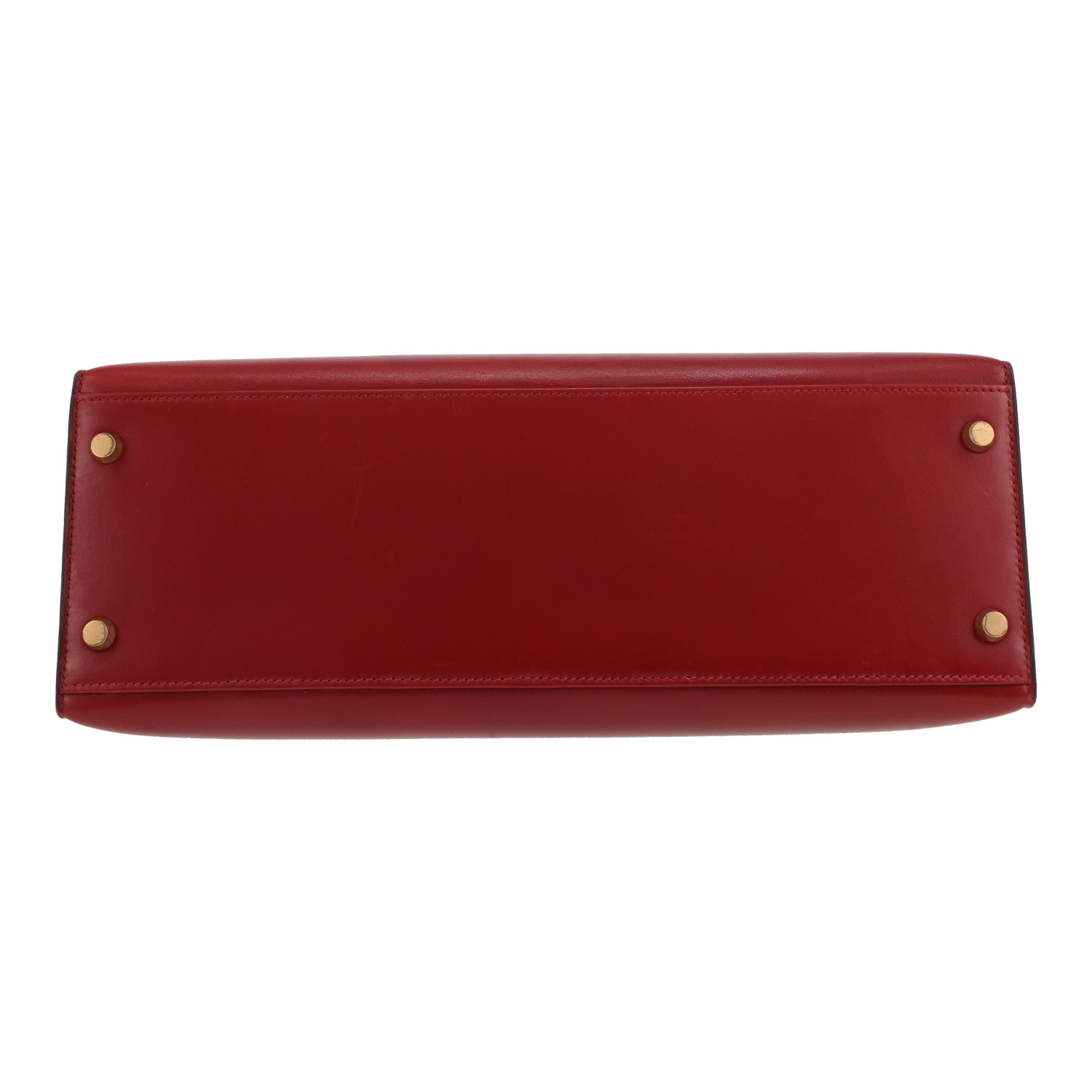 Bolso de mano Hermès  Kelly 32 cm en cuero box rojo Vif - Detail D1