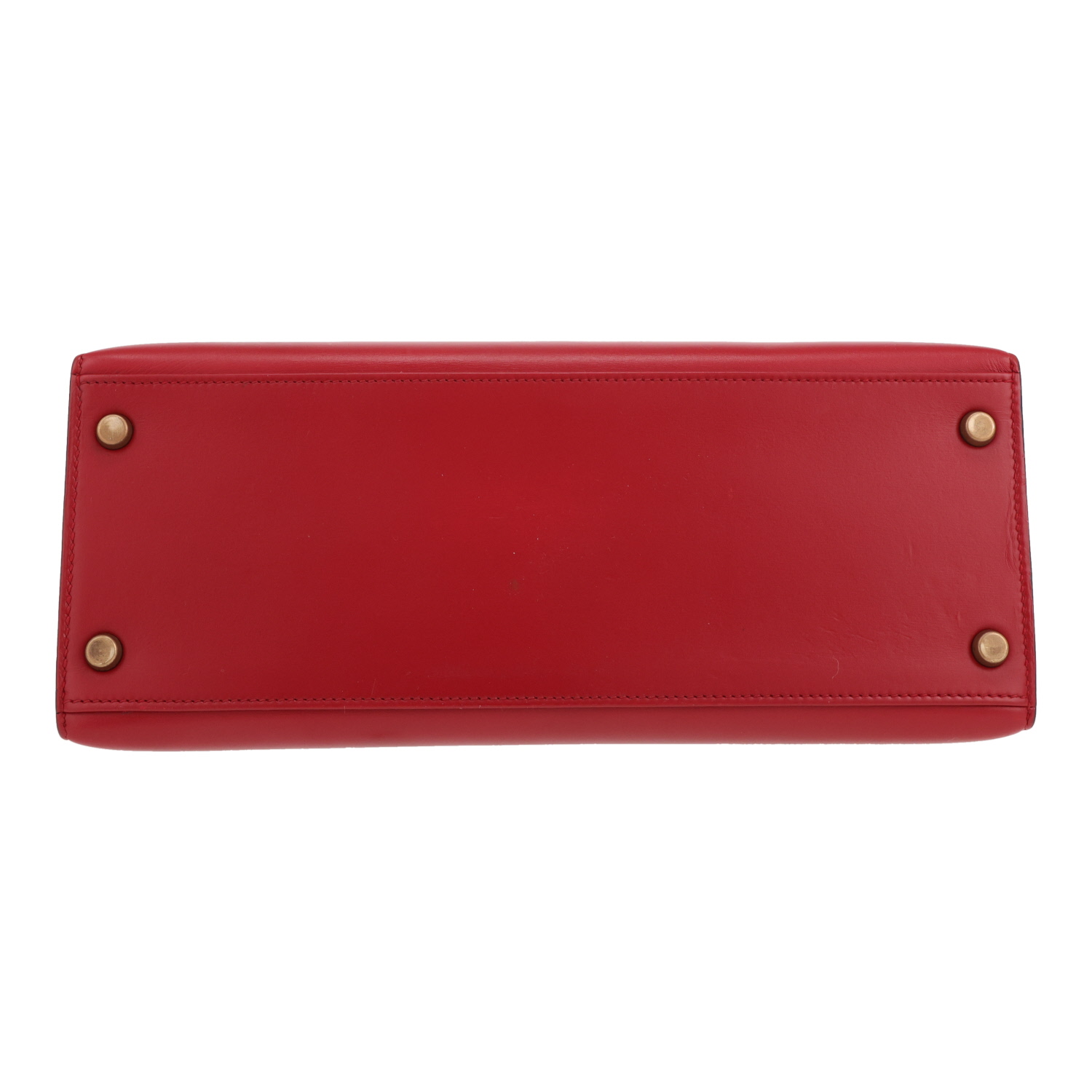 Hermès  Kelly 28 cm handbag  in red Vif box leather - Detail D1