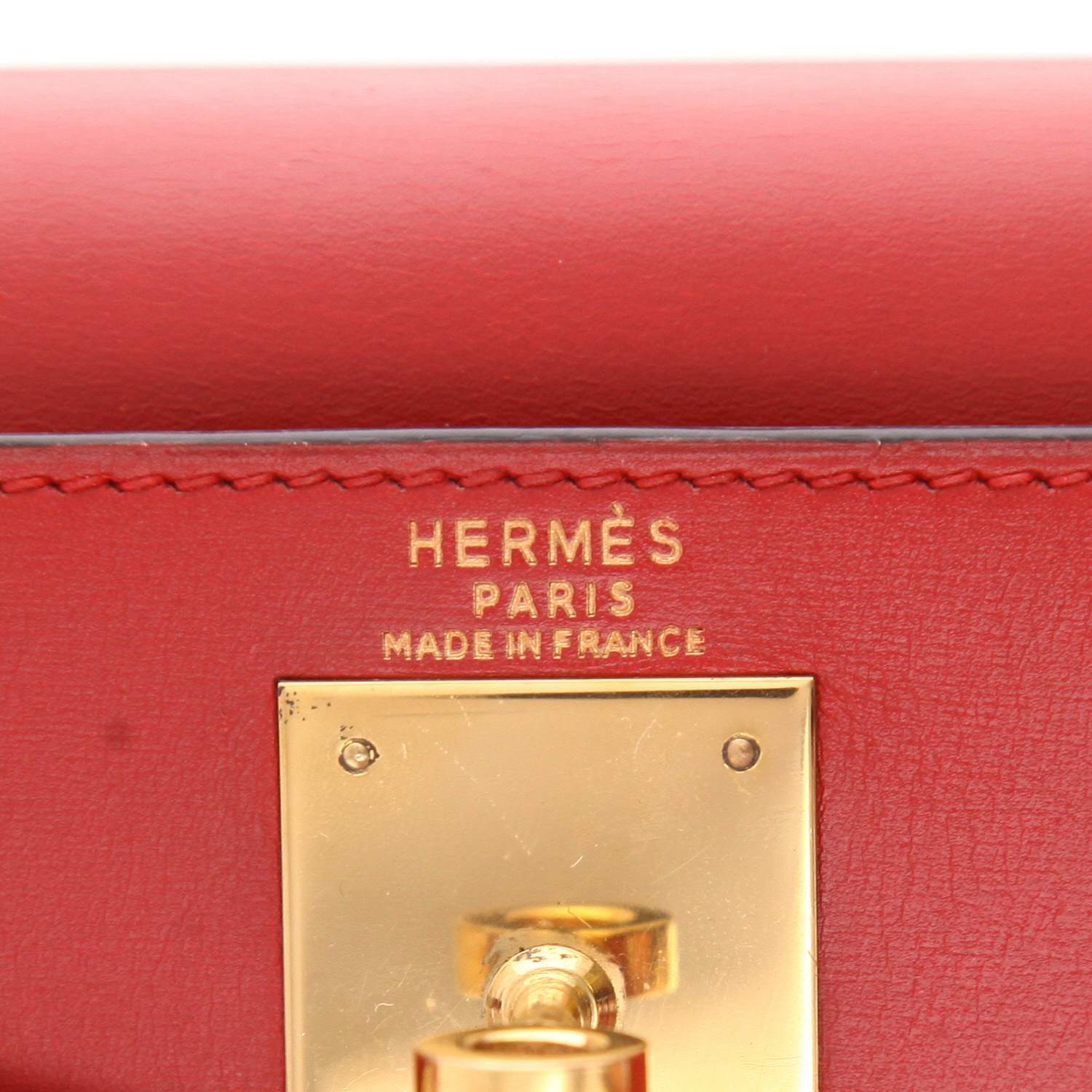 Sac à main Hermès  Kelly 28 cm en cuir box rouge Vif - Detail D2