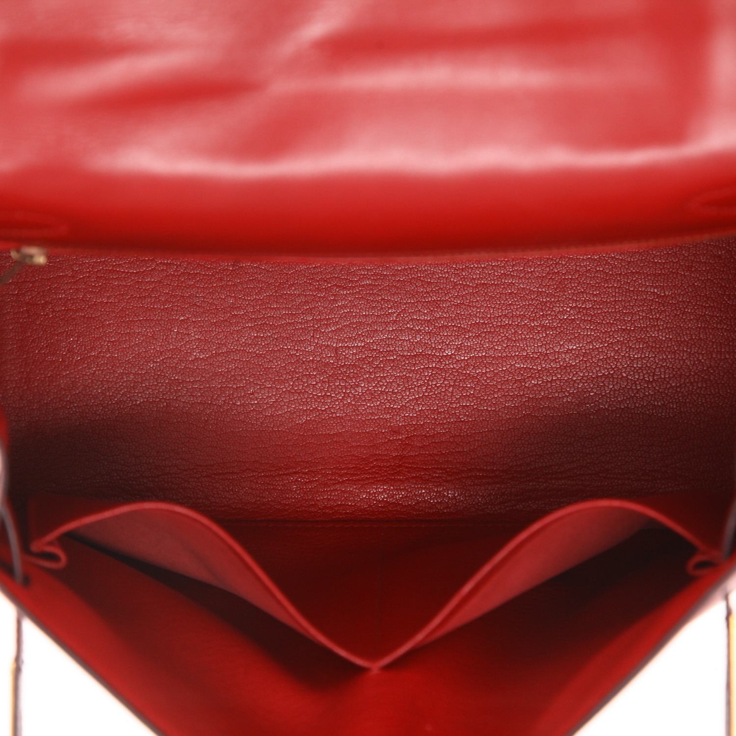 Bolso de mano Hermès  Kelly 28 cm en cuero box rojo Vif - Detail D3