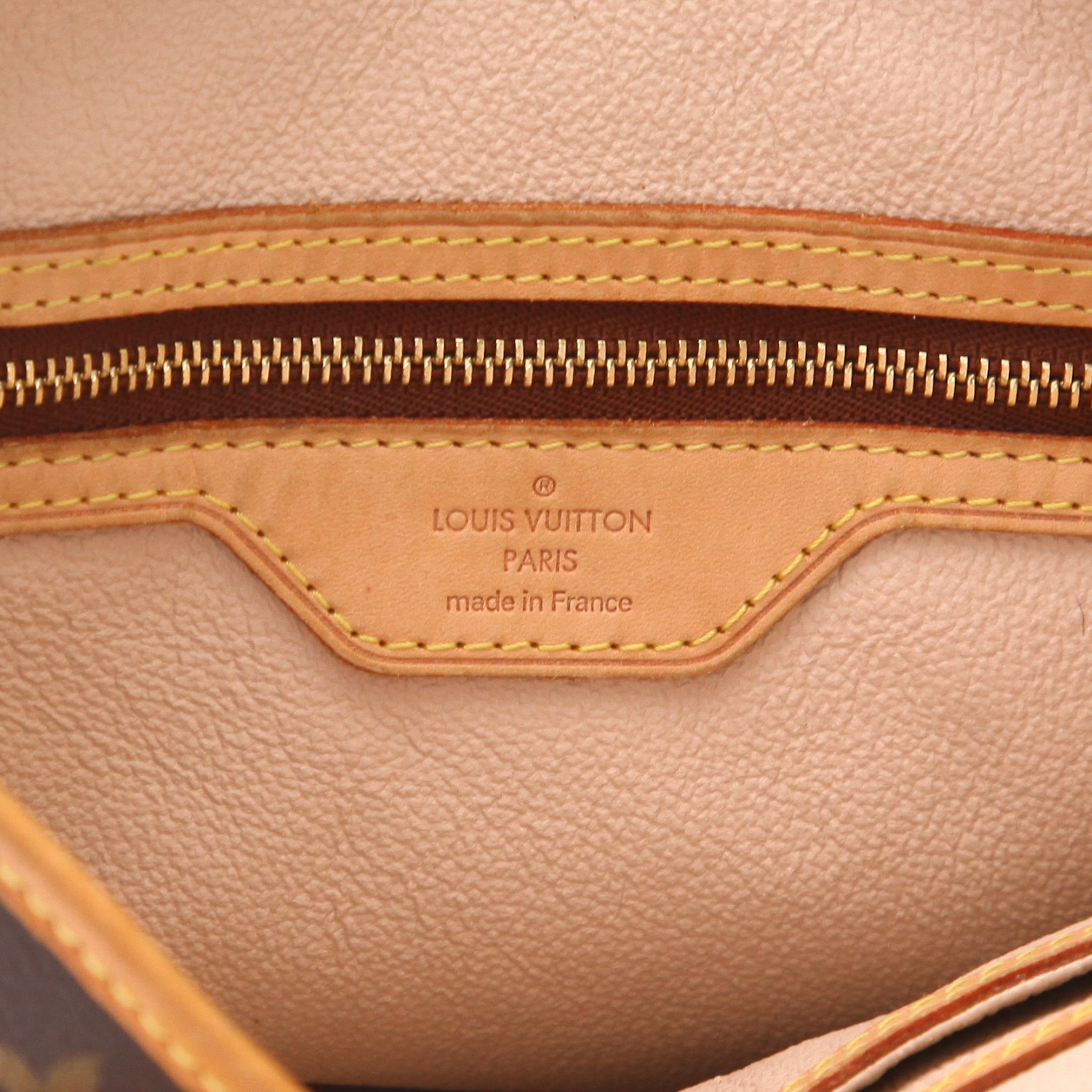 Sac à main Louis Vuitton  Bucket en toile monogram marron et cuir naturel - Detail D2