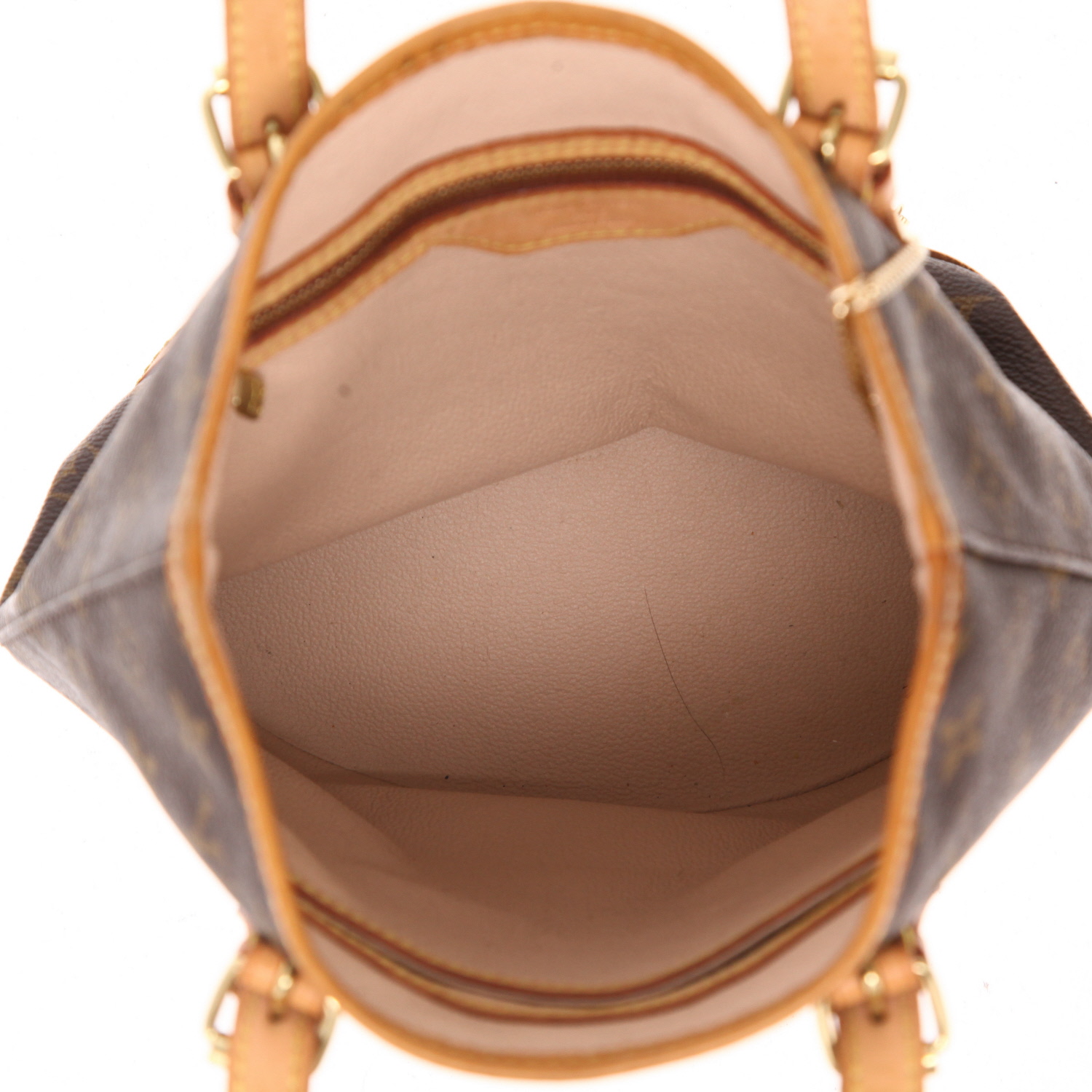 Louis Vuitton  Bucket handbag  in brown monogram canvas  and natural leather - Detail D3