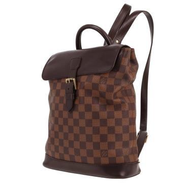 Mochila Louis Vuitton  Soho en lona a cuadros ébano y cuero marrón