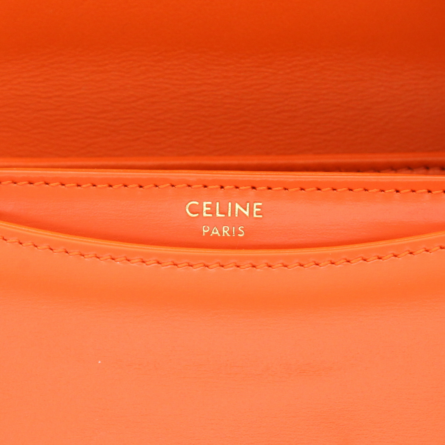 Borsa a tracolla Celine  Clea mini  in pelle arancione - Detail D2