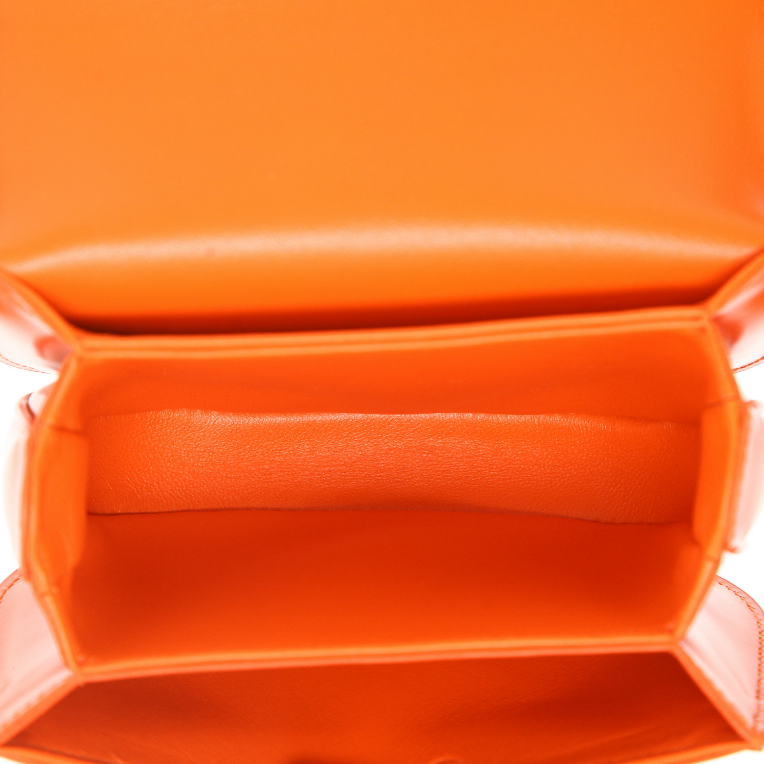 Celine  Clea mini  shoulder bag  in orange leather - Detail D3