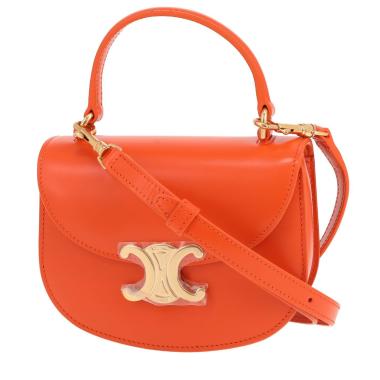 Celine  Clea mini  shoulder bag  in orange leather