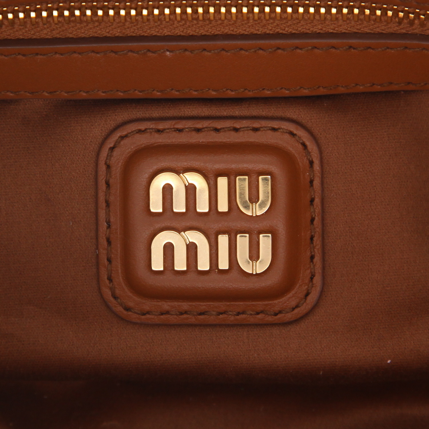 Bolso de mano Miu Miu  Arcadie en cuero marrón - Detail D2