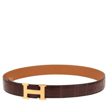 Cintura Hermès  Ceinture H in coccodrillo marino marrone