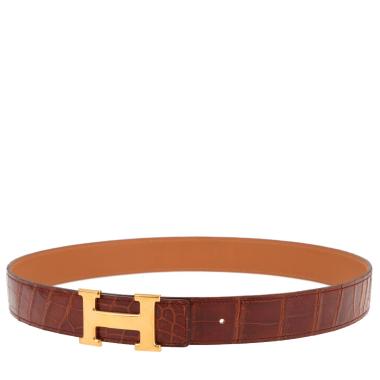 Cintura Hermès  Ceinture H in coccodrillo marino marrone