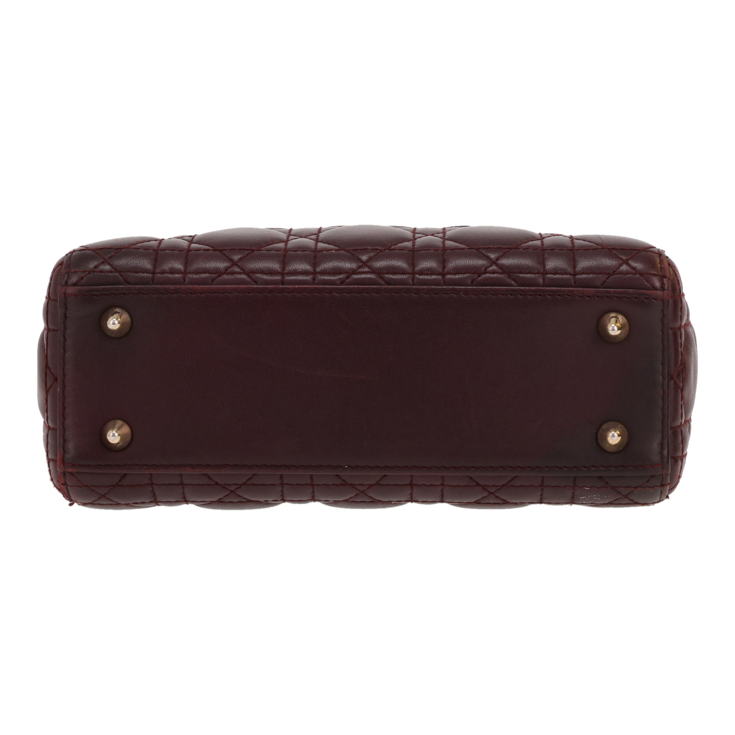 Dior  Lady Dior mini  handbag  in purple Raisin leather cannage - Detail D1