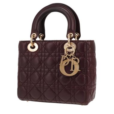 Sac à main Dior  Lady Dior mini  en cuir cannage violet Raisin