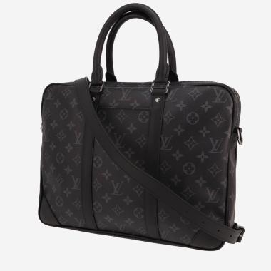 Sac bandoulière Louis Vuitton  Porte documents en toile monogram grise et noire et cuir noir
