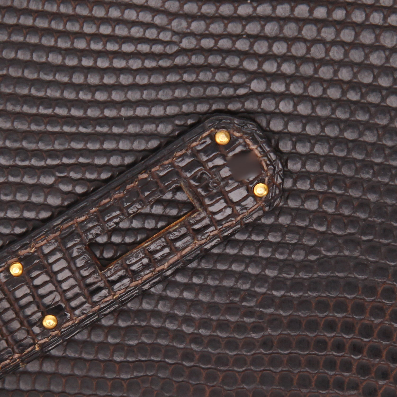 Borsa Hermès  Kelly 28 cm in lucertola marrone cioccolato - Detail D4