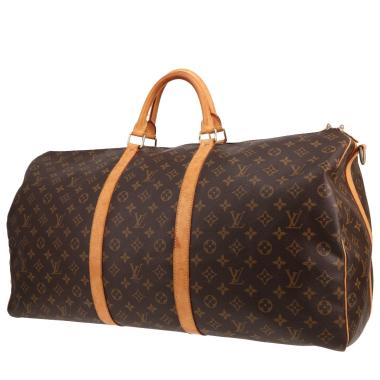 Bolsa de viaje Louis Vuitton  Keepall 60 en lona Monogram marrón y cuero natural