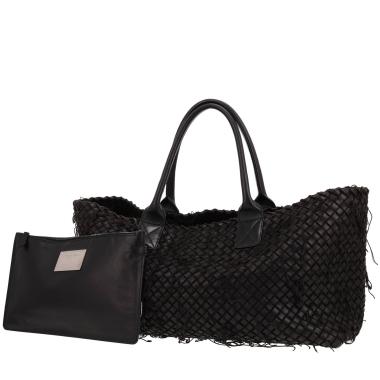 Shopping bag Bottega Veneta  Cabat in pelle intrecciata nera