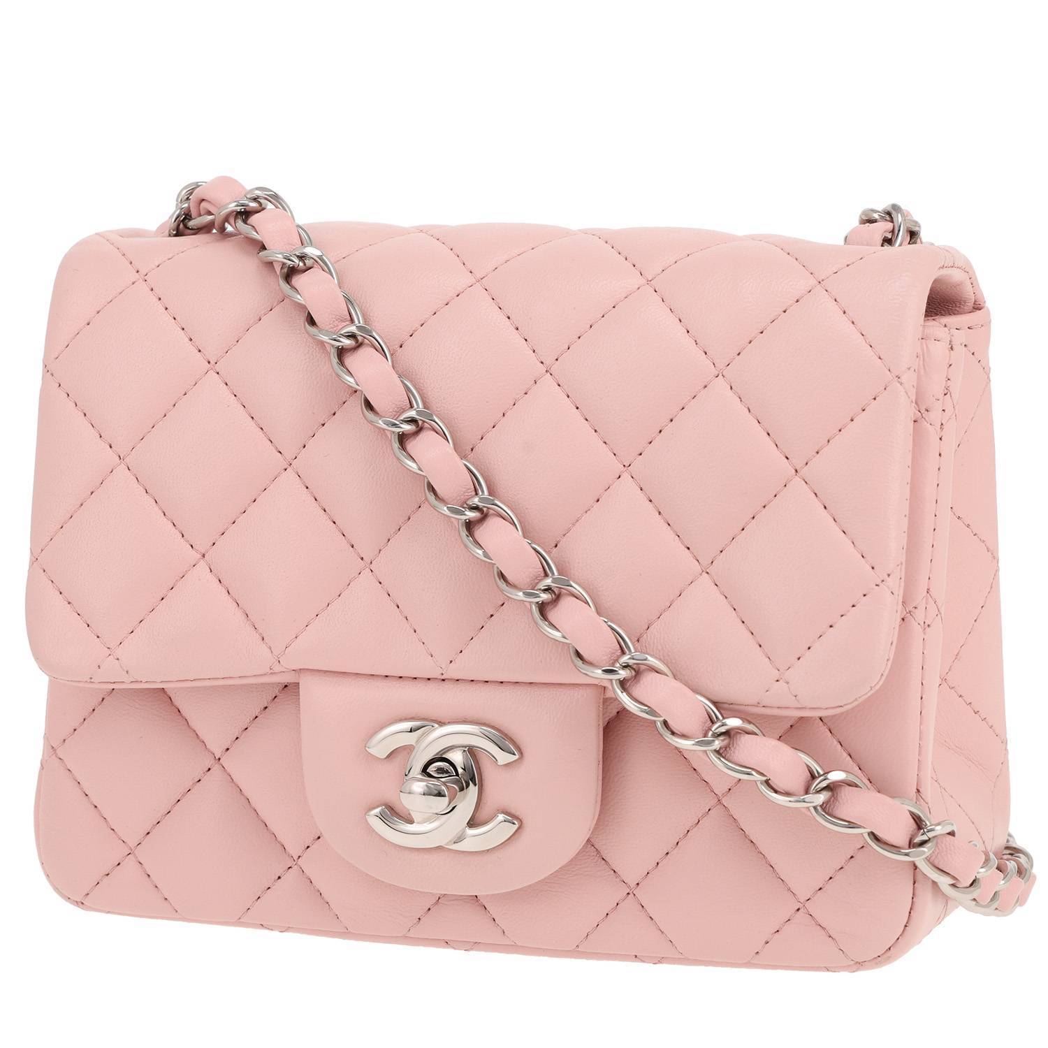 Chanel Timeless Mini Carré rose matelassé occasion Chanel Timeless Mini Carré rose matelassé occasion