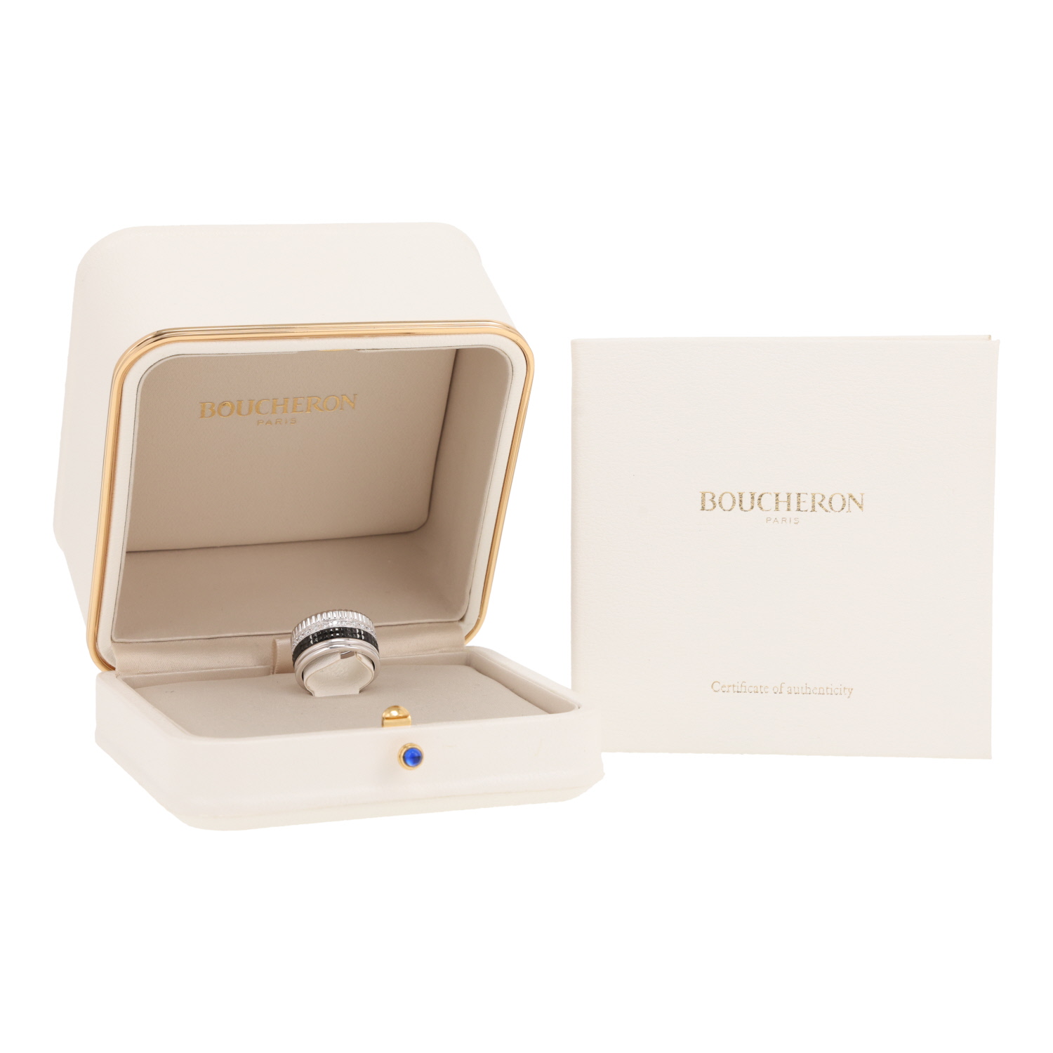 Bague Boucheron Quatre Black Edition grand modèle en or blanc, diamants et PVD noir - Detail D2