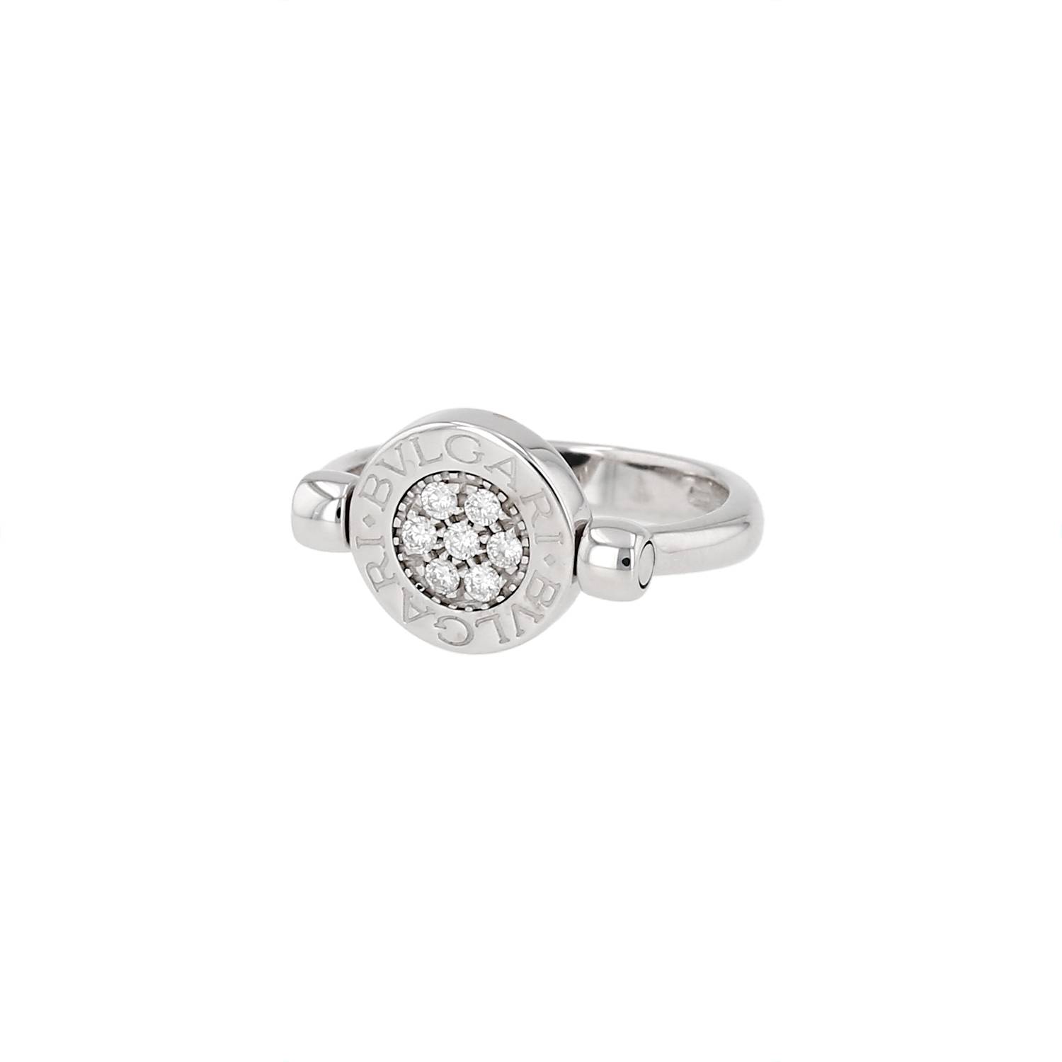Bague Tournant Bulgari Bulgari Or Blanc Diamants Onyx Occasion