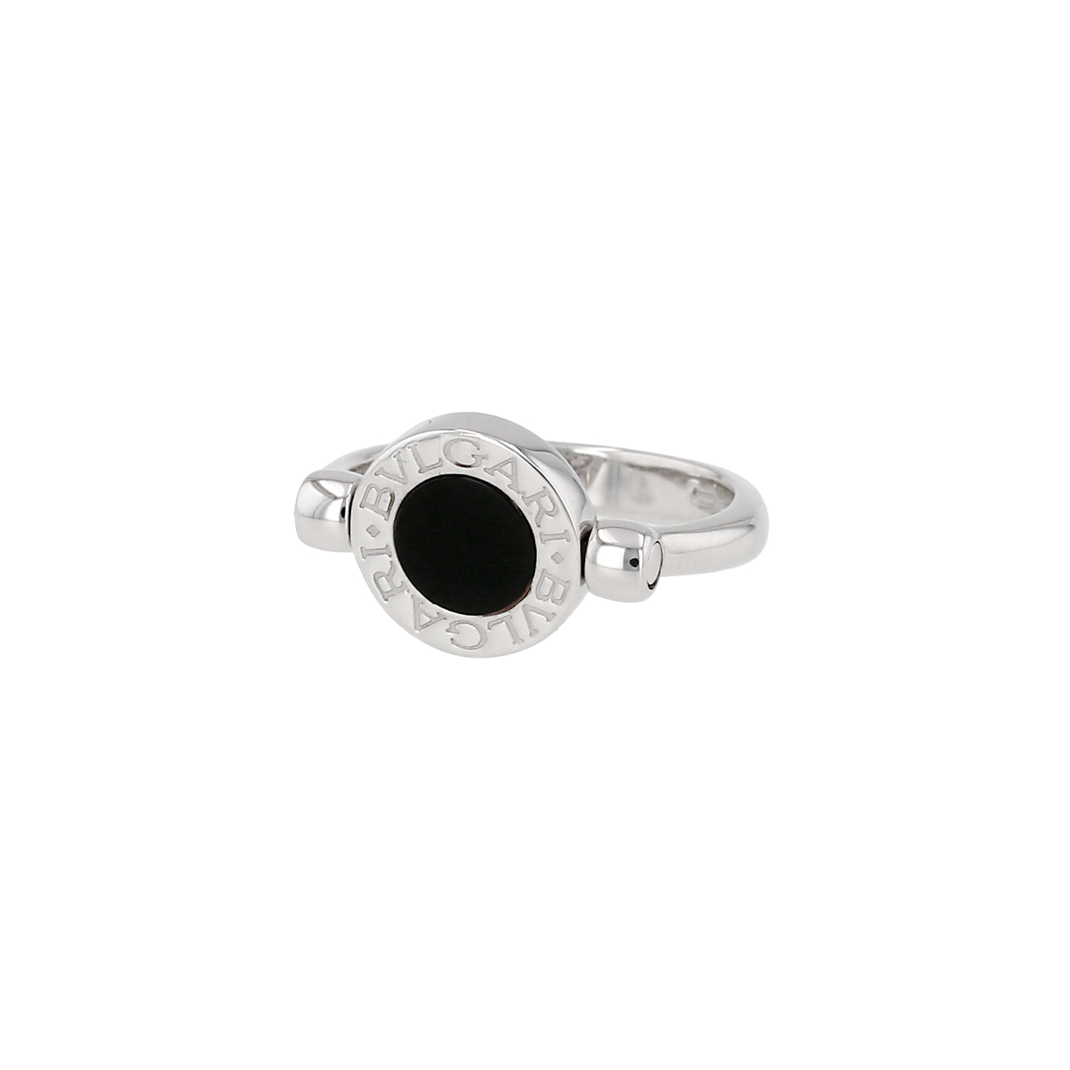 Bague tournant Bulgari Bulgari Bulgari en or blanc, diamants et onyx - Detail D1